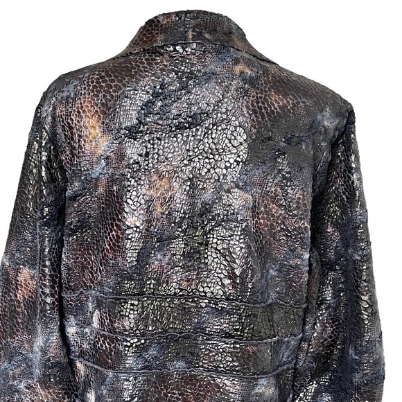 Linda Lundstrom Women’s Reptile Snake Skin Embossed Coat Plus Size 16 Zip Detail - Picture 5 of 9